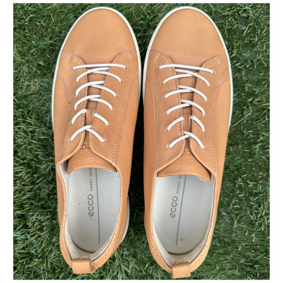 Ecco Soft 8 Genuine Leather Low Top Minimalist Sneakers Classic Tan Shoes Sz 41 - Picture 4 of 10